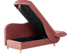 Chaise longue versione destra MERI Velluto Rosa con contenitore