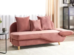 Chaise longue versione destra MERI Velluto Rosa con contenitore