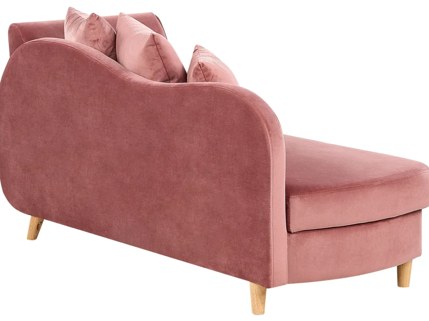 Chaise longue versione destra MERI Velluto Rosa con contenitore
