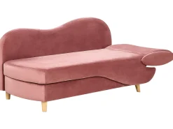 Chaise longue versione destra MERI Velluto Rosa con contenitore