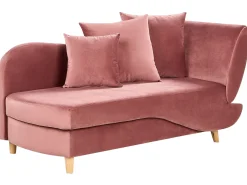 Chaise longue versione destra MERI Velluto Rosa con contenitore