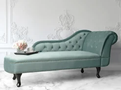 Chaise longue versione destra NIMES Velluto Verde menta