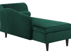 Chaise longue versione destra LUIRO Velluto Verde scuro con contenitore