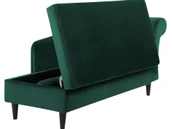 Chaise longue versione destra LUIRO Velluto Verde scuro con contenitore