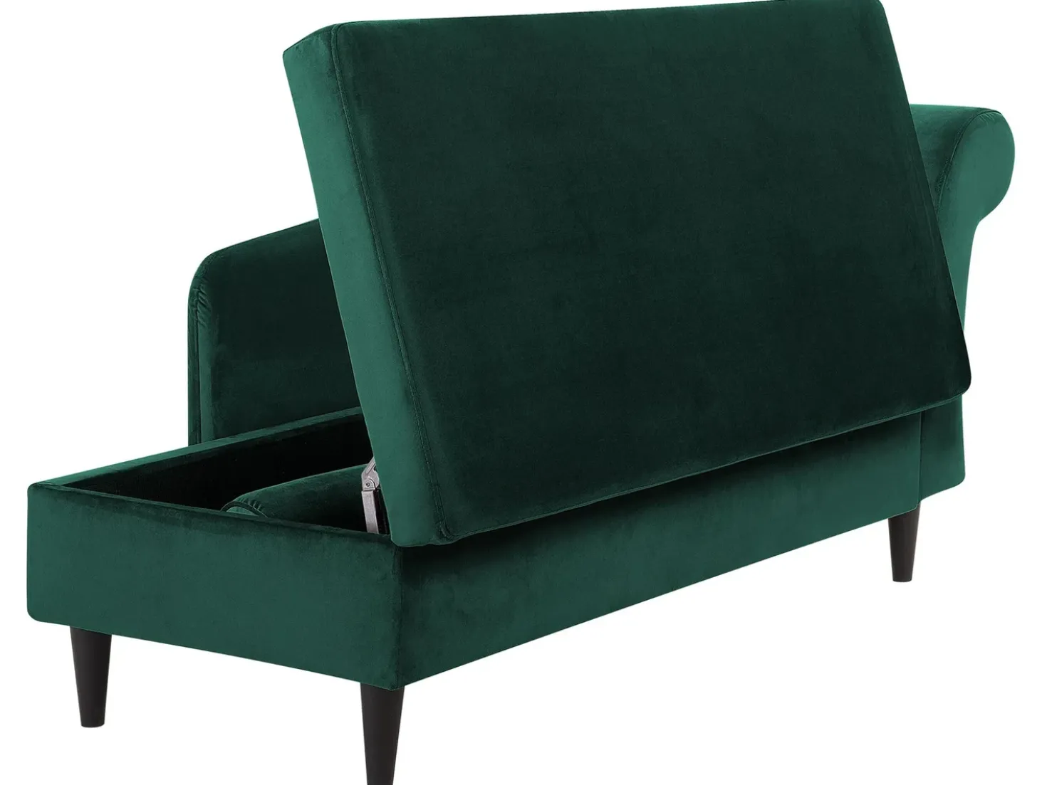 Chaise longue versione destra LUIRO Velluto Verde scuro con contenitore