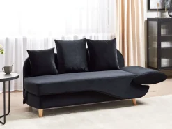 Chaise longue versione destra MERI Velluto Nero con contenitore