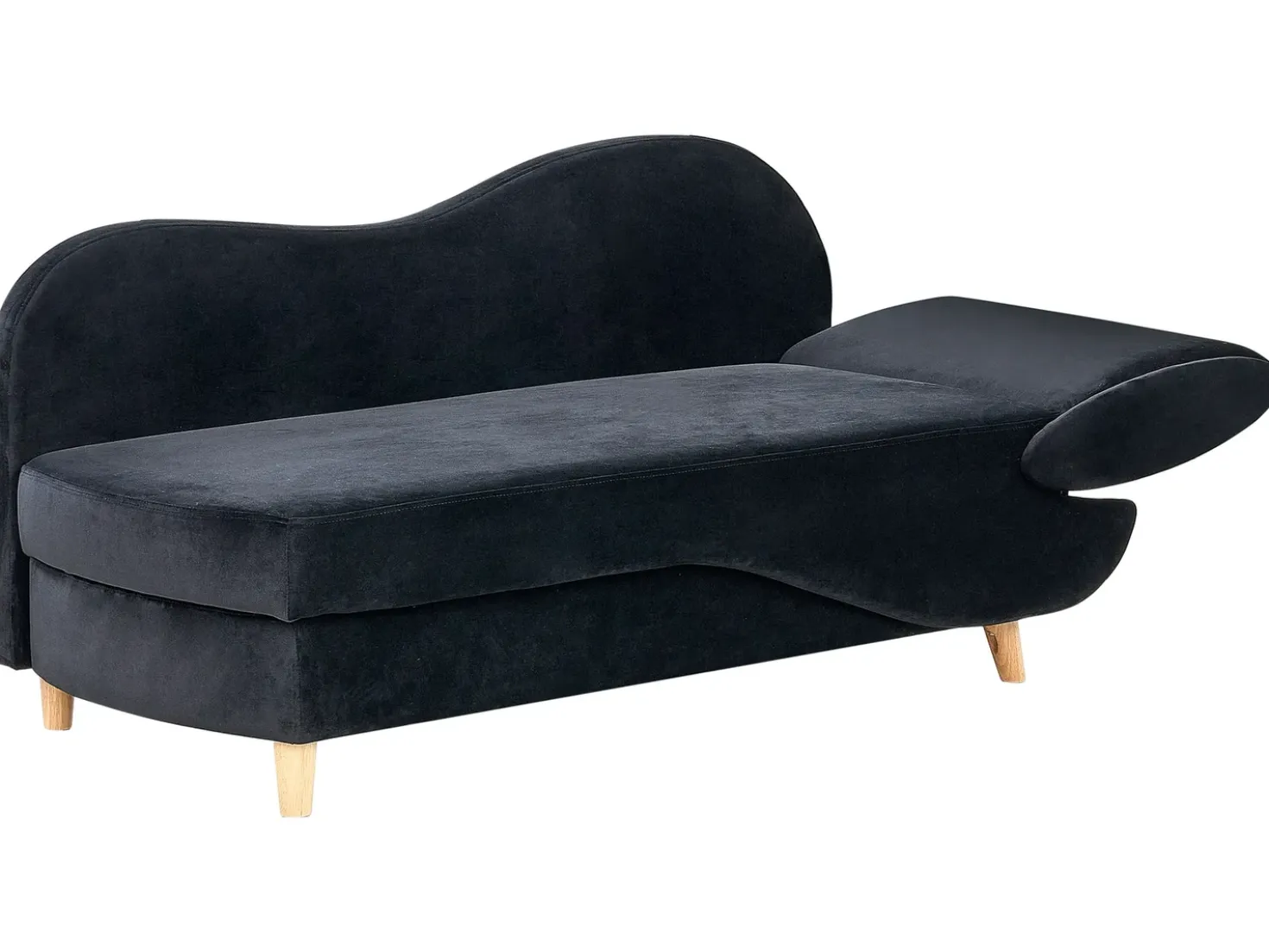 Chaise longue versione destra MERI Velluto Nero con contenitore