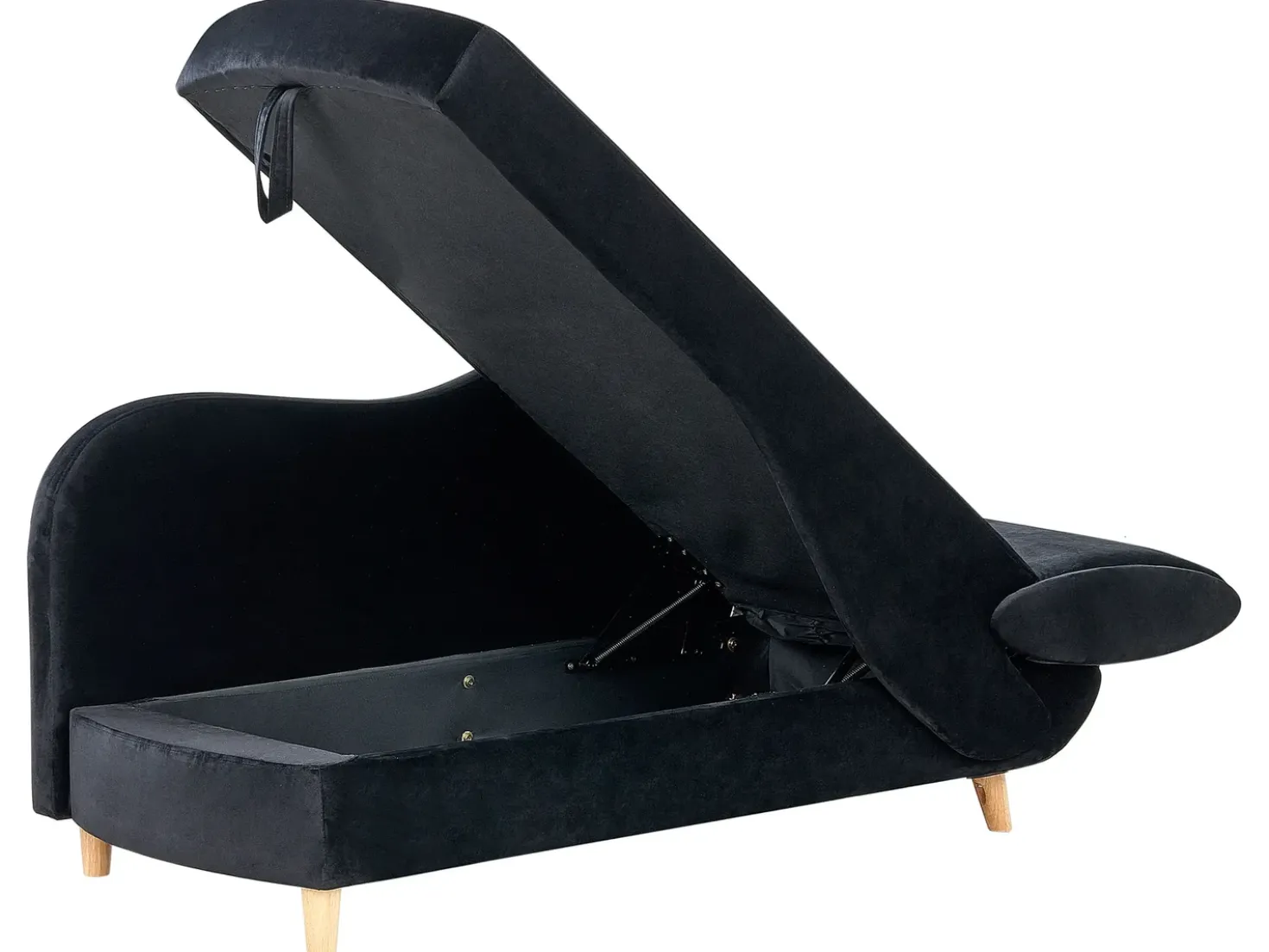 Chaise longue versione destra MERI Velluto Nero con contenitore