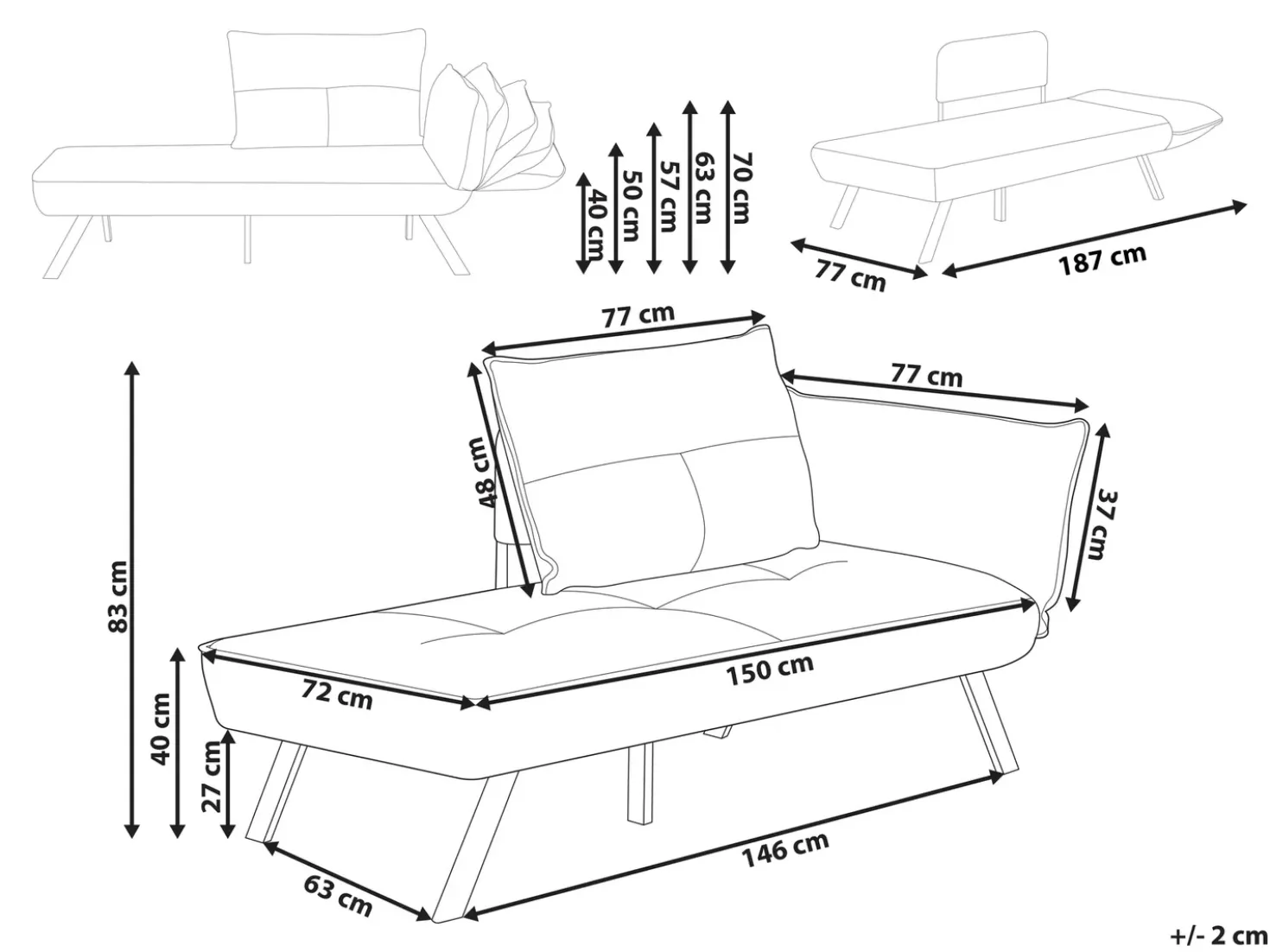 Chaise longue versione destra ROCAMADOUR Tessuto Marrone