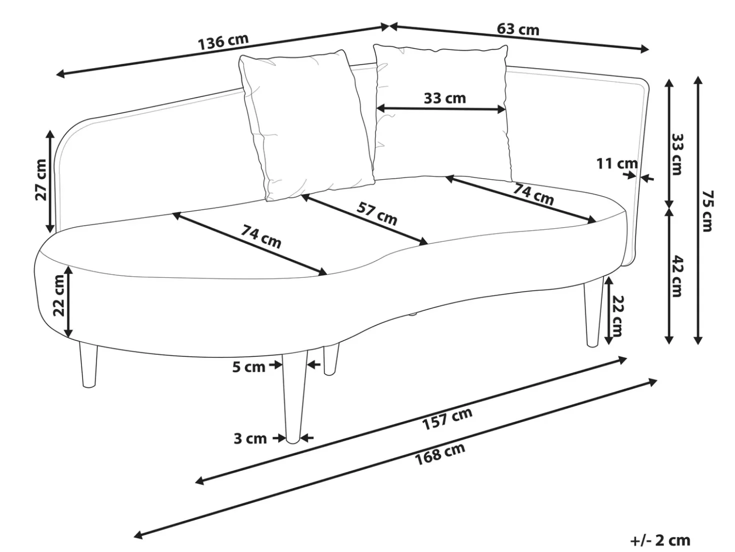 Chaise longue versione destra CHAUMONT Velluto Blu marino