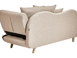 Chaise longue versione destra MERI Lino sintetico Marrone chiaro con contenitore