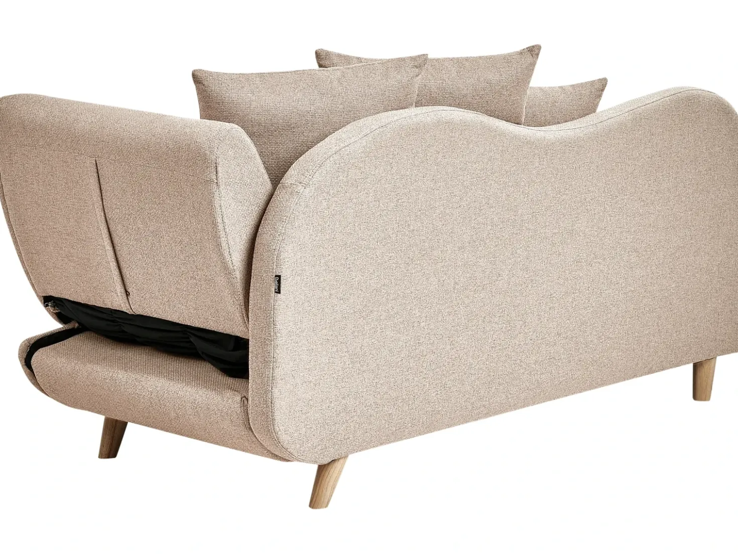 Chaise longue versione destra MERI Lino sintetico Marrone chiaro con contenitore