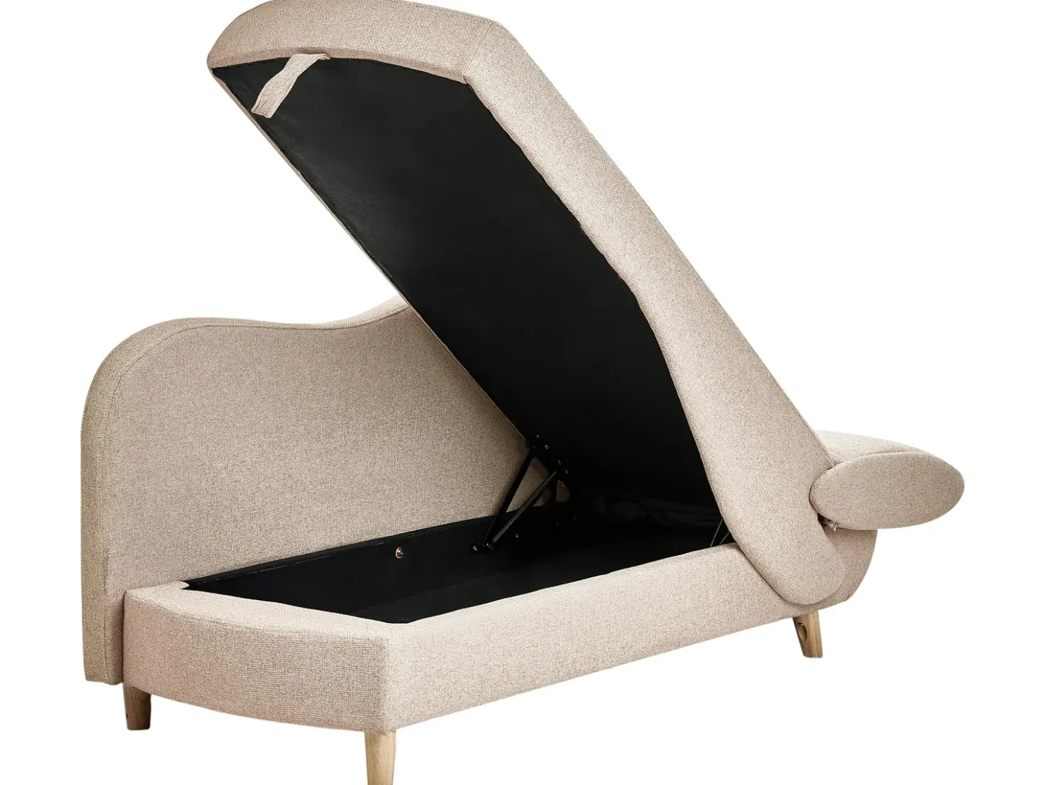Chaise longue versione destra MERI Lino sintetico Marrone chiaro con contenitore