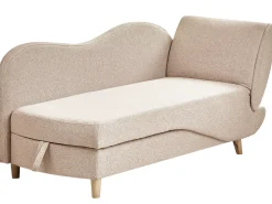 Chaise longue versione destra MERI Lino sintetico Marrone chiaro con contenitore