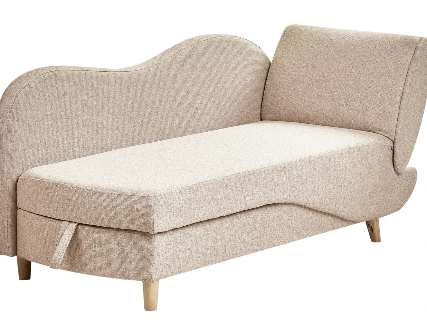 Chaise longue versione destra MERI Lino sintetico Marrone chiaro con contenitore
