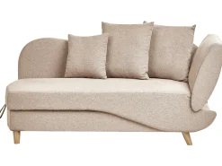 Chaise longue versione destra MERI Lino sintetico Marrone chiaro con contenitore
