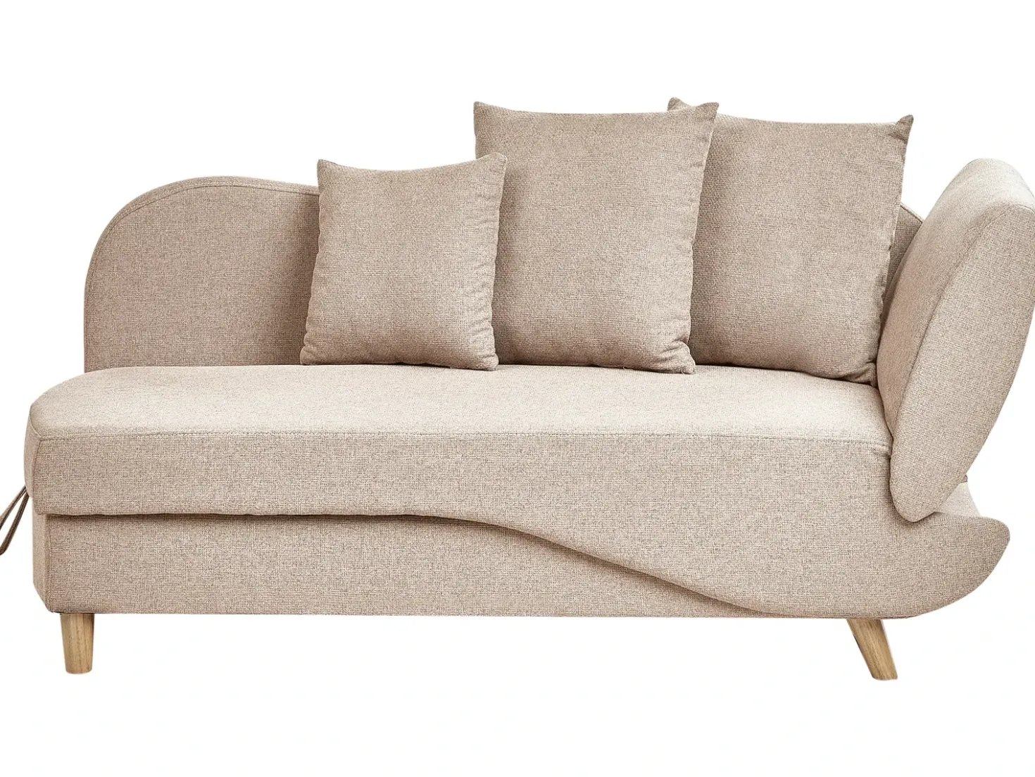 Chaise longue versione destra MERI Lino sintetico Marrone chiaro con contenitore