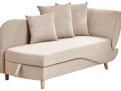 Chaise longue versione destra MERI Lino sintetico Marrone chiaro con contenitore