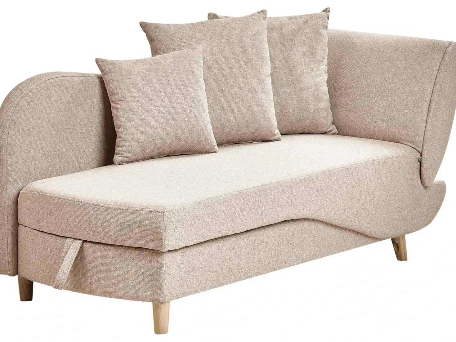 Chaise longue versione destra MERI Lino sintetico Marrone chiaro con contenitore