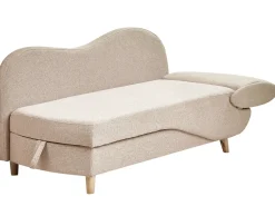 Chaise longue versione destra MERI Lino sintetico Marrone chiaro con contenitore