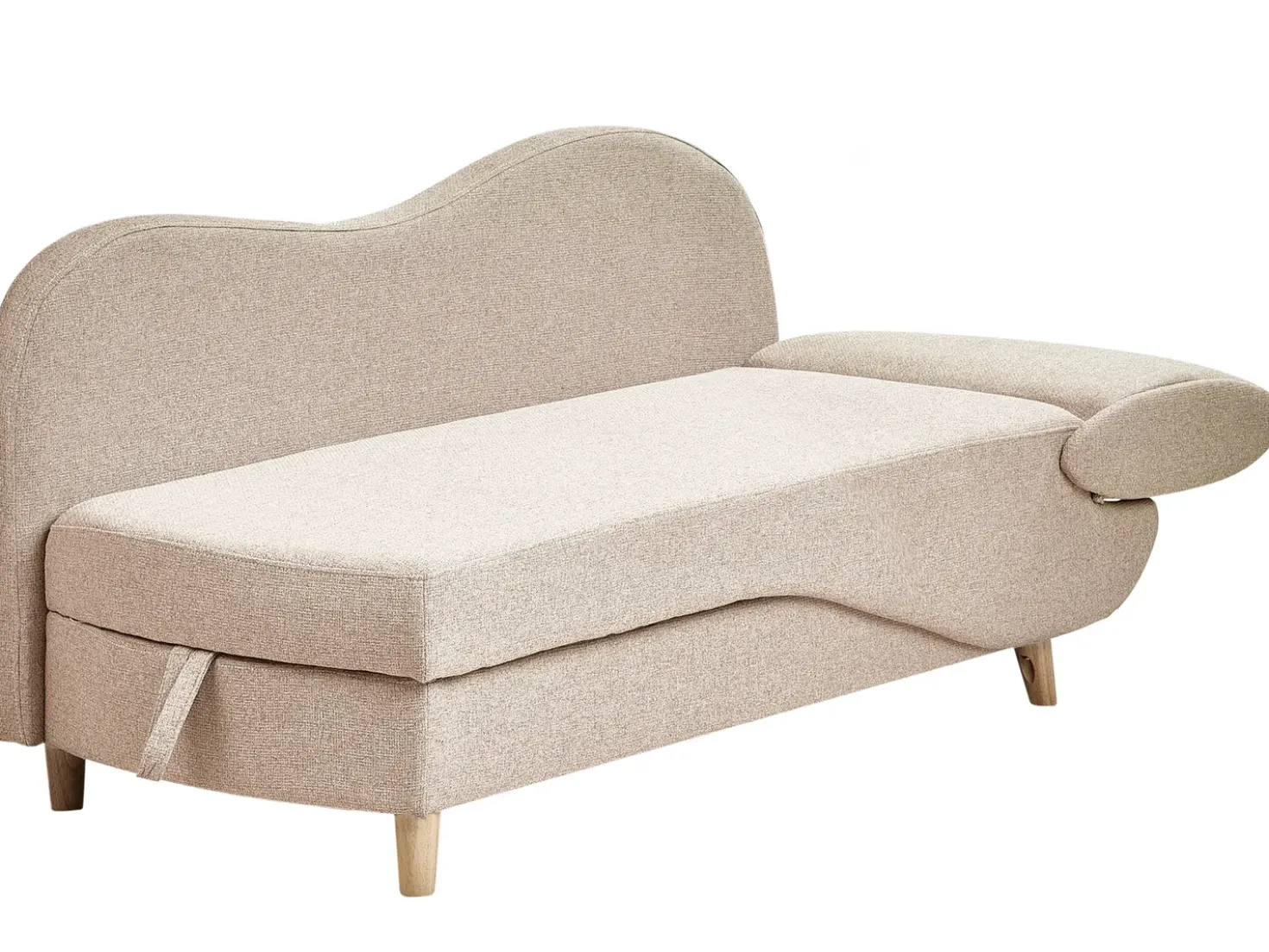 Chaise longue versione destra MERI Lino sintetico Marrone chiaro con contenitore
