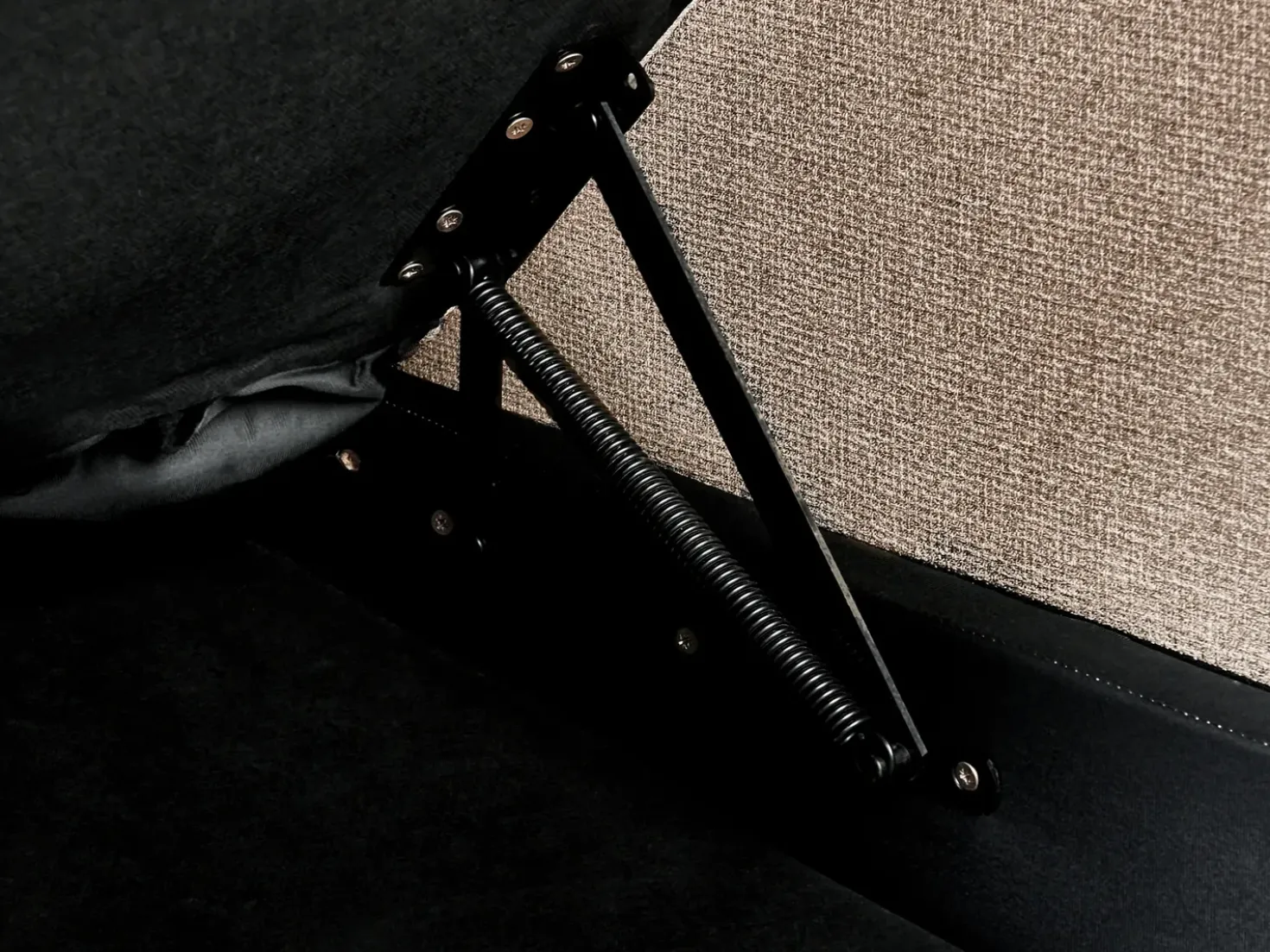 Chaise longue versione destra MERI Lino sintetico Marrone chiaro con contenitore