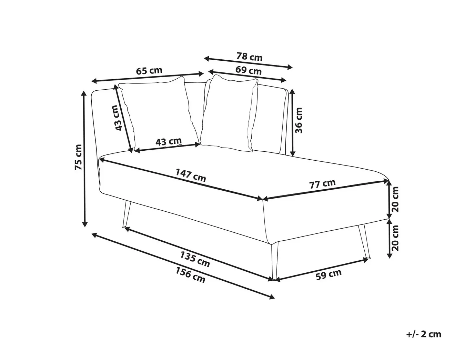 Chaise longue versione destra RIOM Tessuto Rosso