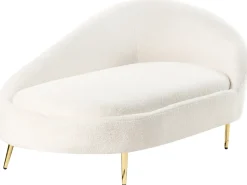 Chaise longue versione destra VALREAS Bouclé Bianco sporco