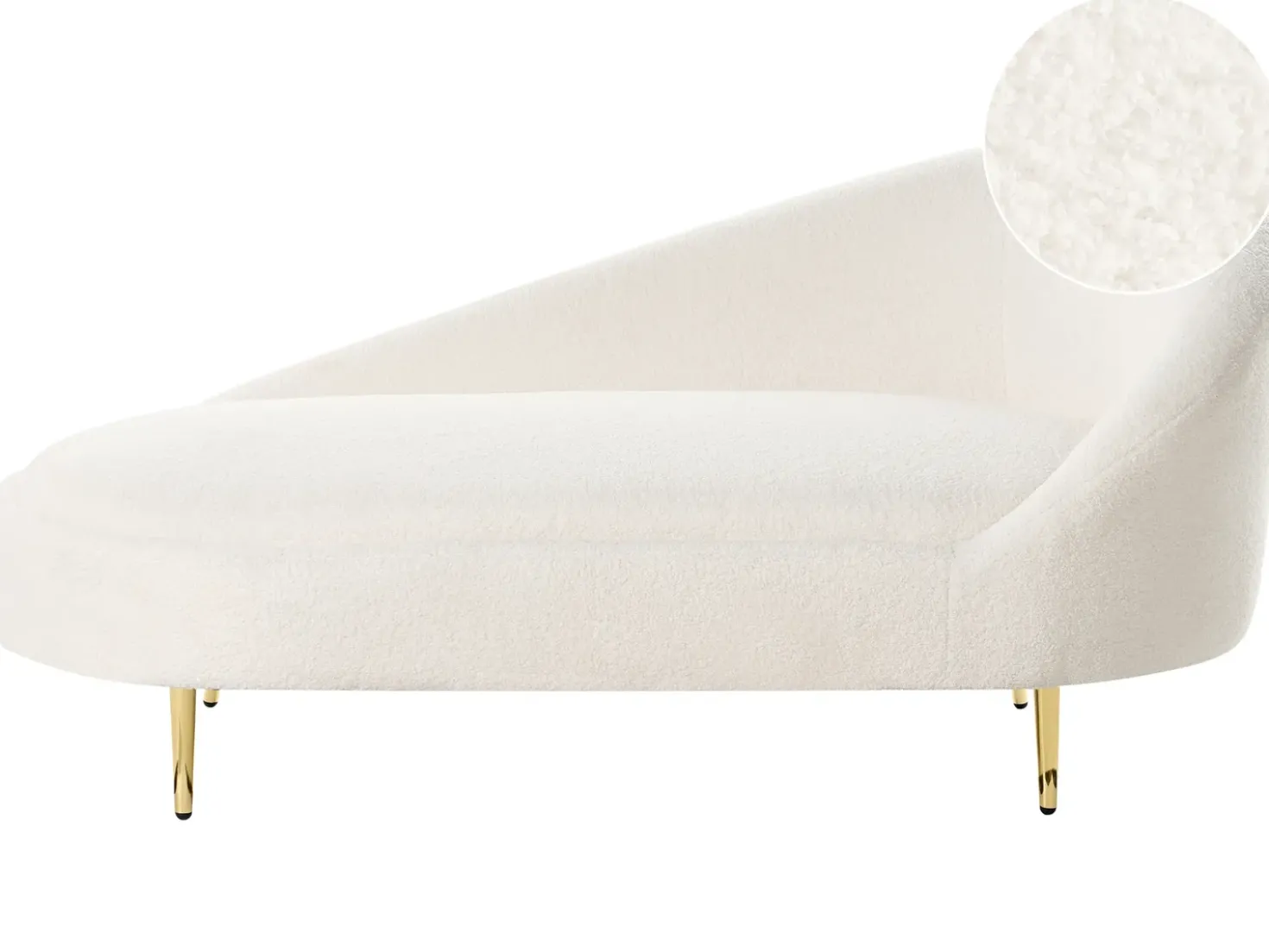 Chaise longue versione destra VALREAS Bouclé Bianco sporco