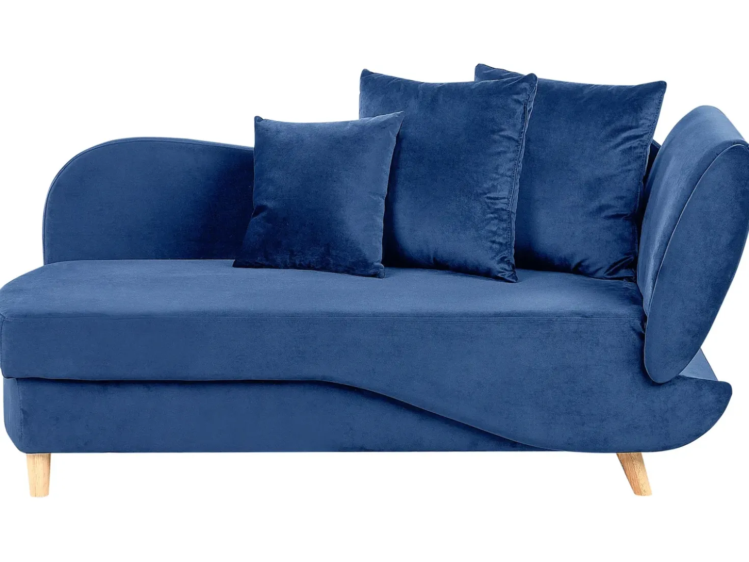 Chaise longue versione destra MERI Velluto Blu marino con contenitore