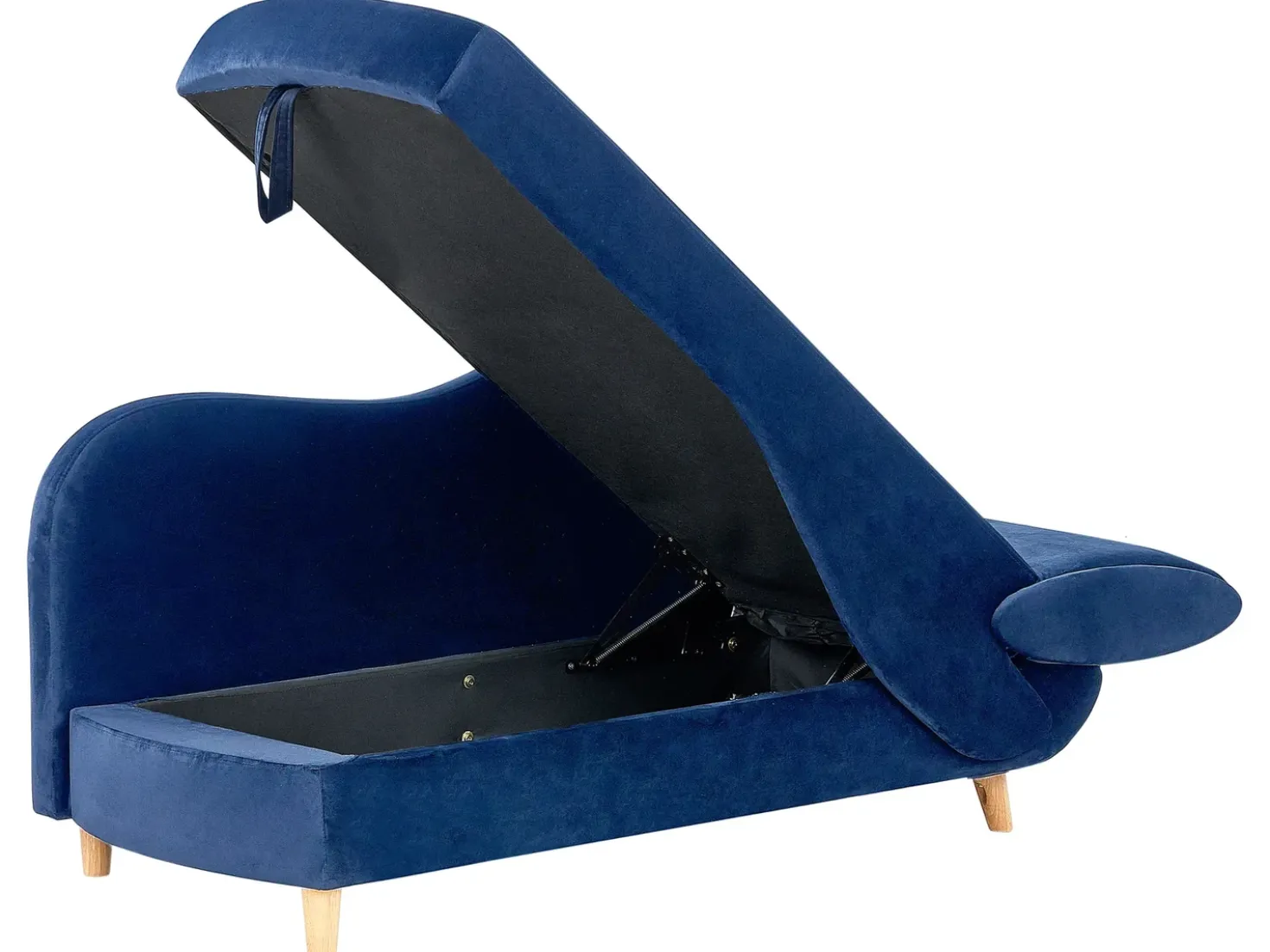 Chaise longue versione destra MERI Velluto Blu marino con contenitore