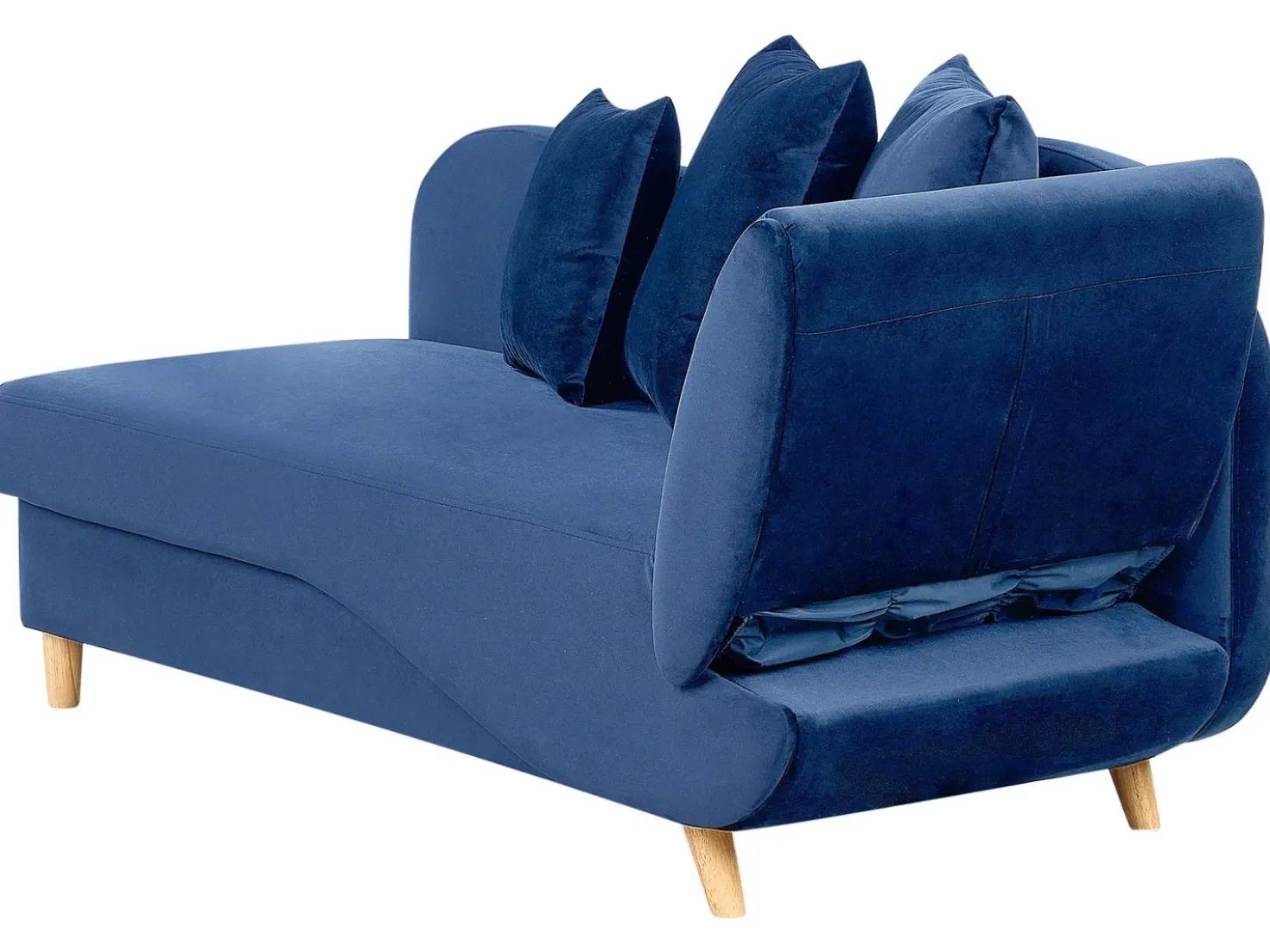 Chaise longue versione destra MERI Velluto Blu marino con contenitore