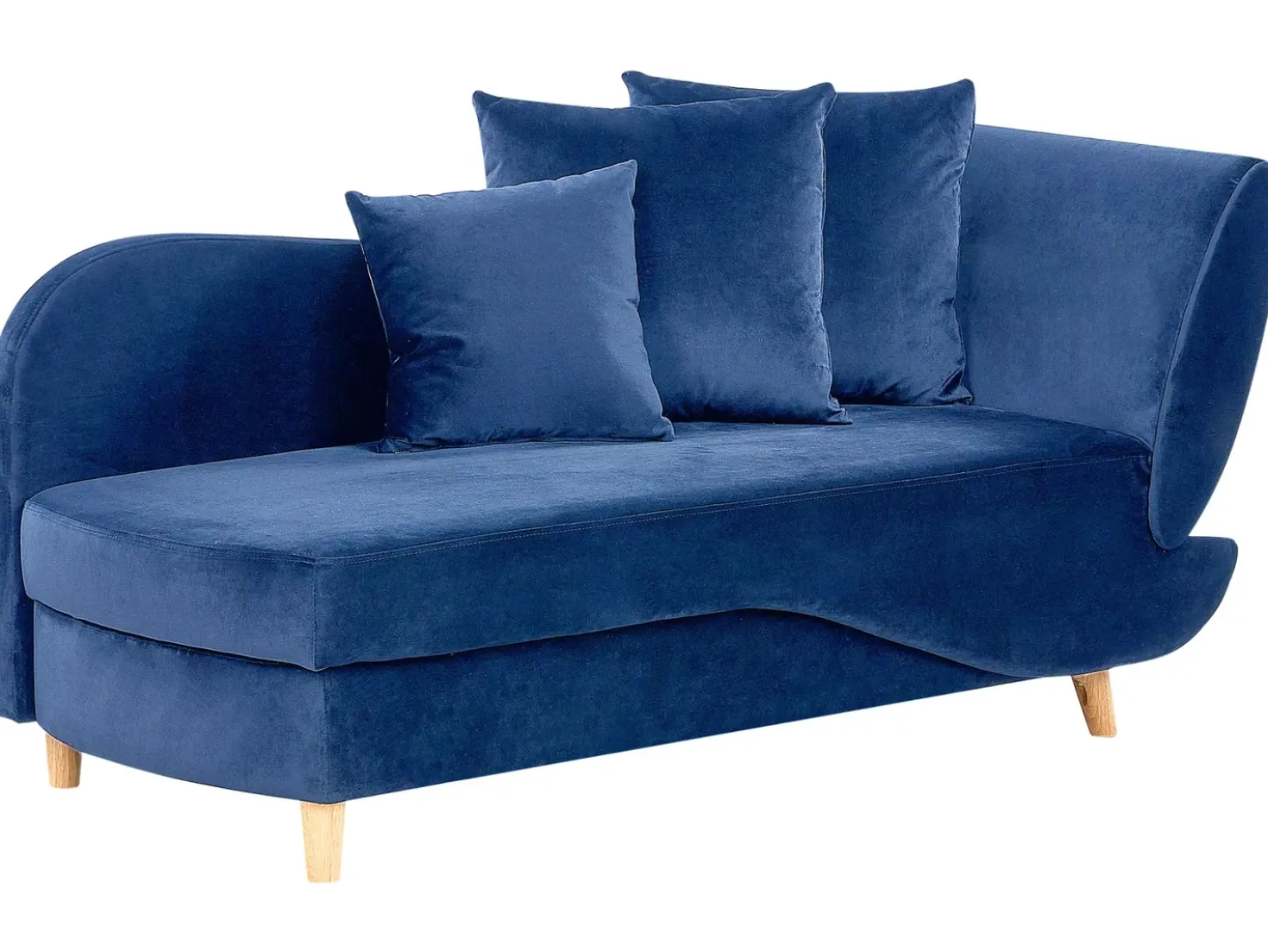 Chaise longue versione destra MERI Velluto Blu marino con contenitore