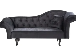 Chaise longue versione destra LATTES II Velluto Nero con cuscino