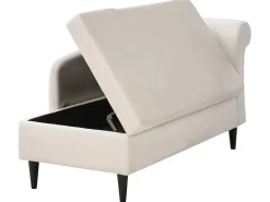 Chaise longue versione destra LUIRO Velluto Beige con contenitore