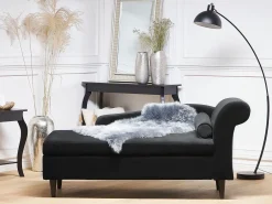Chaise longue versione destra LUIRO Velluto Nero con contenitore