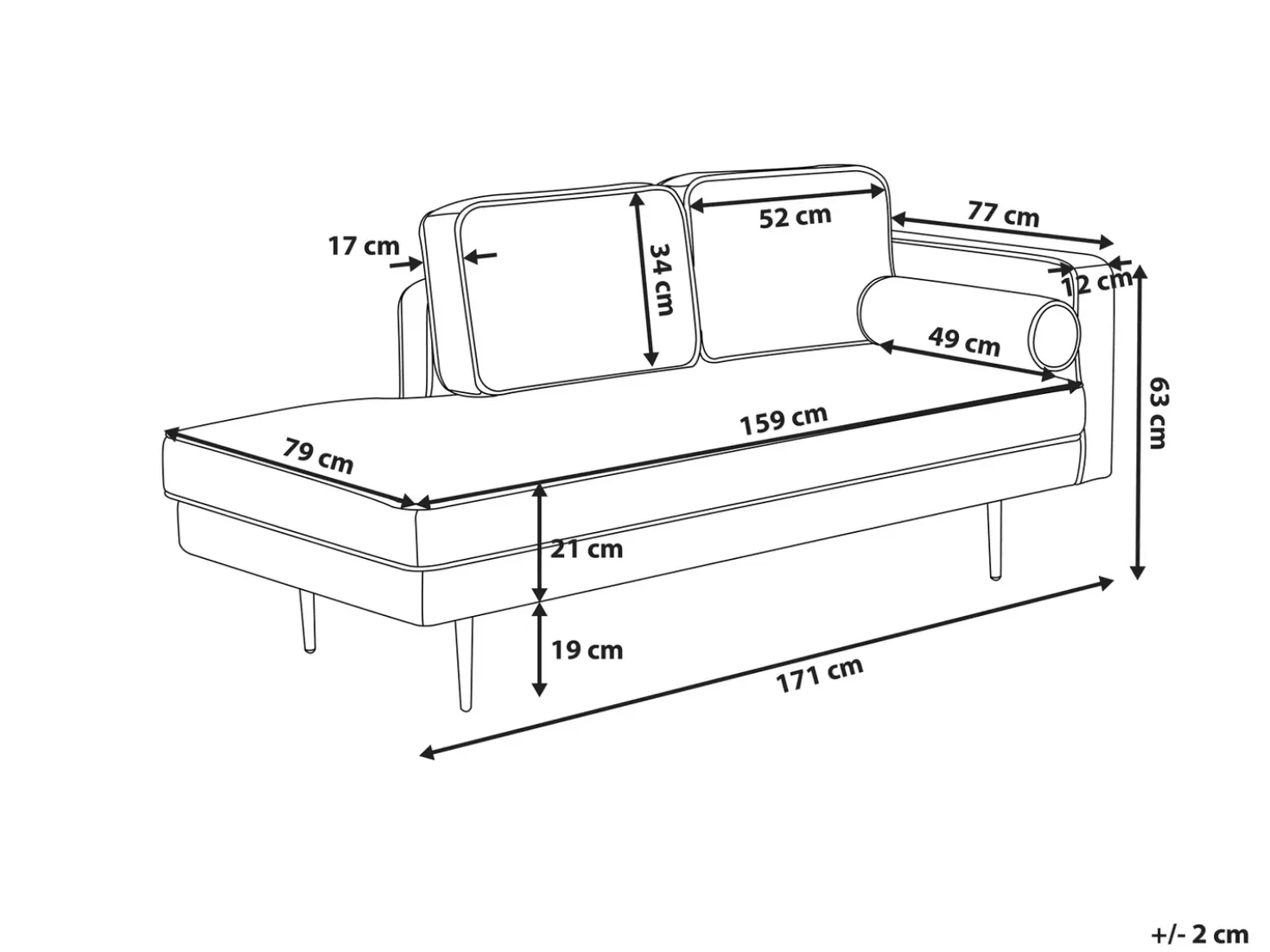 Chaise longue versione destra MIRAMAS Velluto Rosa