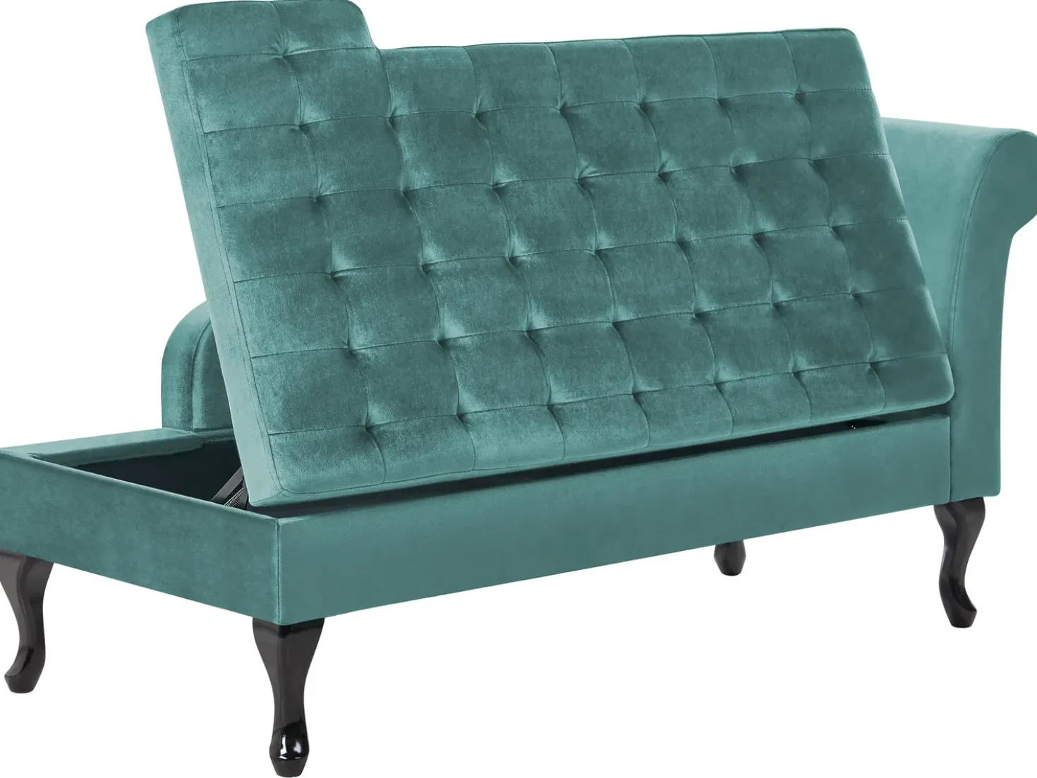 Chaise longue versione destra PESSAC Velluto Foglia di tè con contenitore