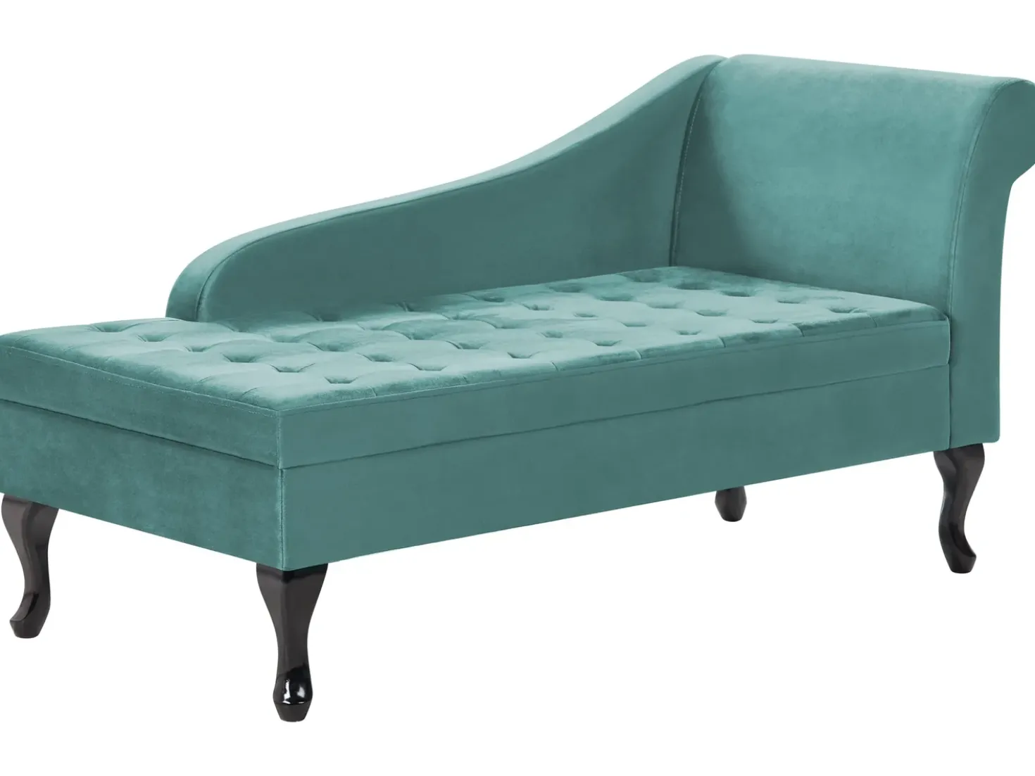 Chaise longue versione destra PESSAC Velluto Foglia di tè con contenitore