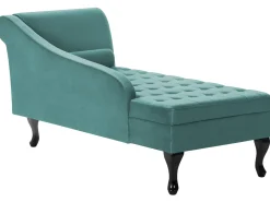 Chaise longue versione destra PESSAC Velluto Foglia di tè con contenitore