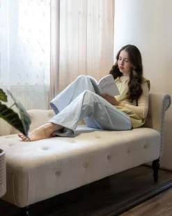 Chaise longue versione destra IVRY Velluto Beige chiaro