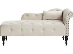 Chaise longue versione destra IVRY Velluto Beige chiaro