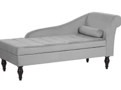 Chaise longue versione destra PESSAC Velluto Grigio chiaro con contenitore