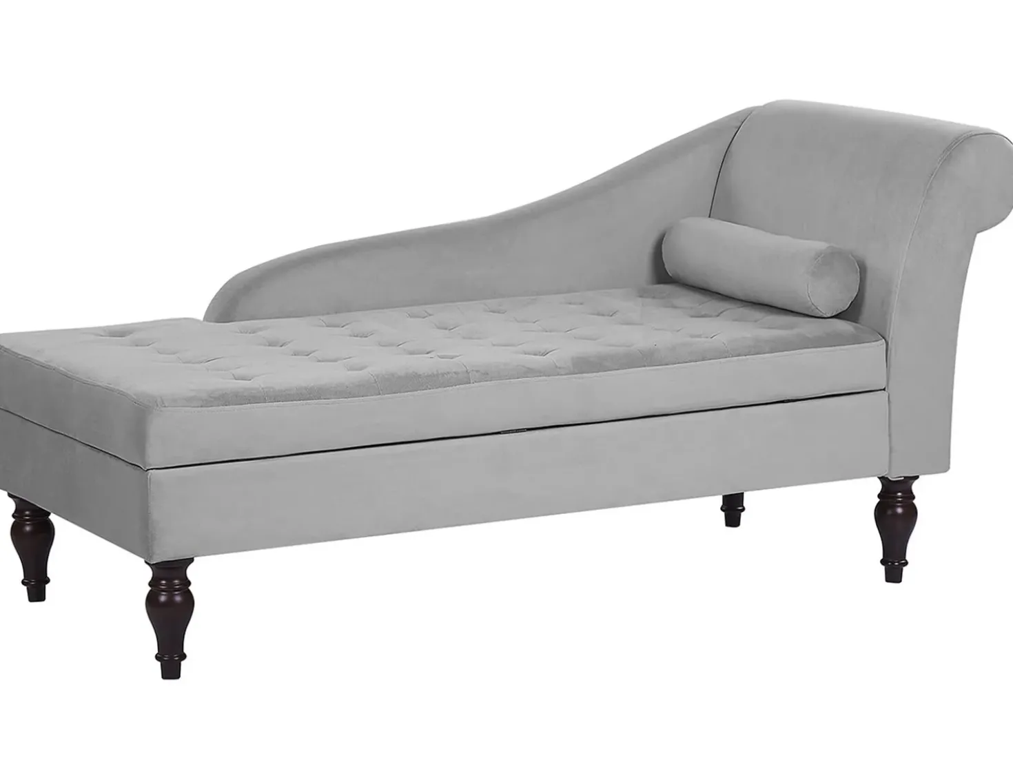 Chaise longue versione destra PESSAC Velluto Grigio chiaro con contenitore
