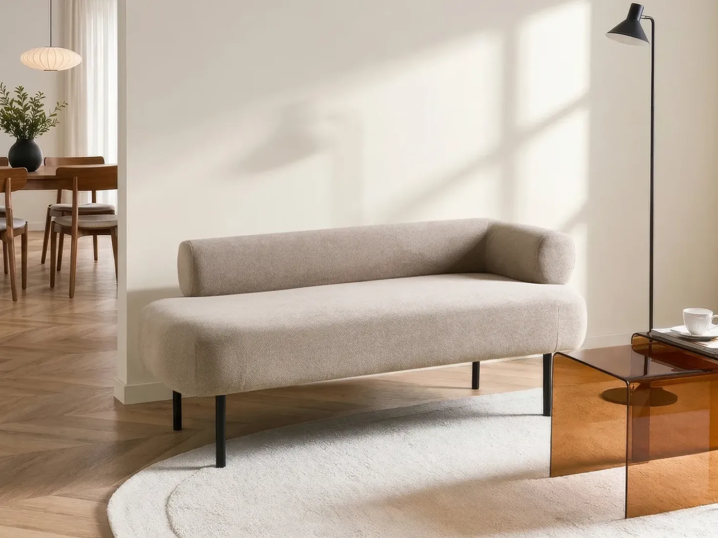Chaise longue versione destra MIRMANDE Tessuto Marrone chiaro