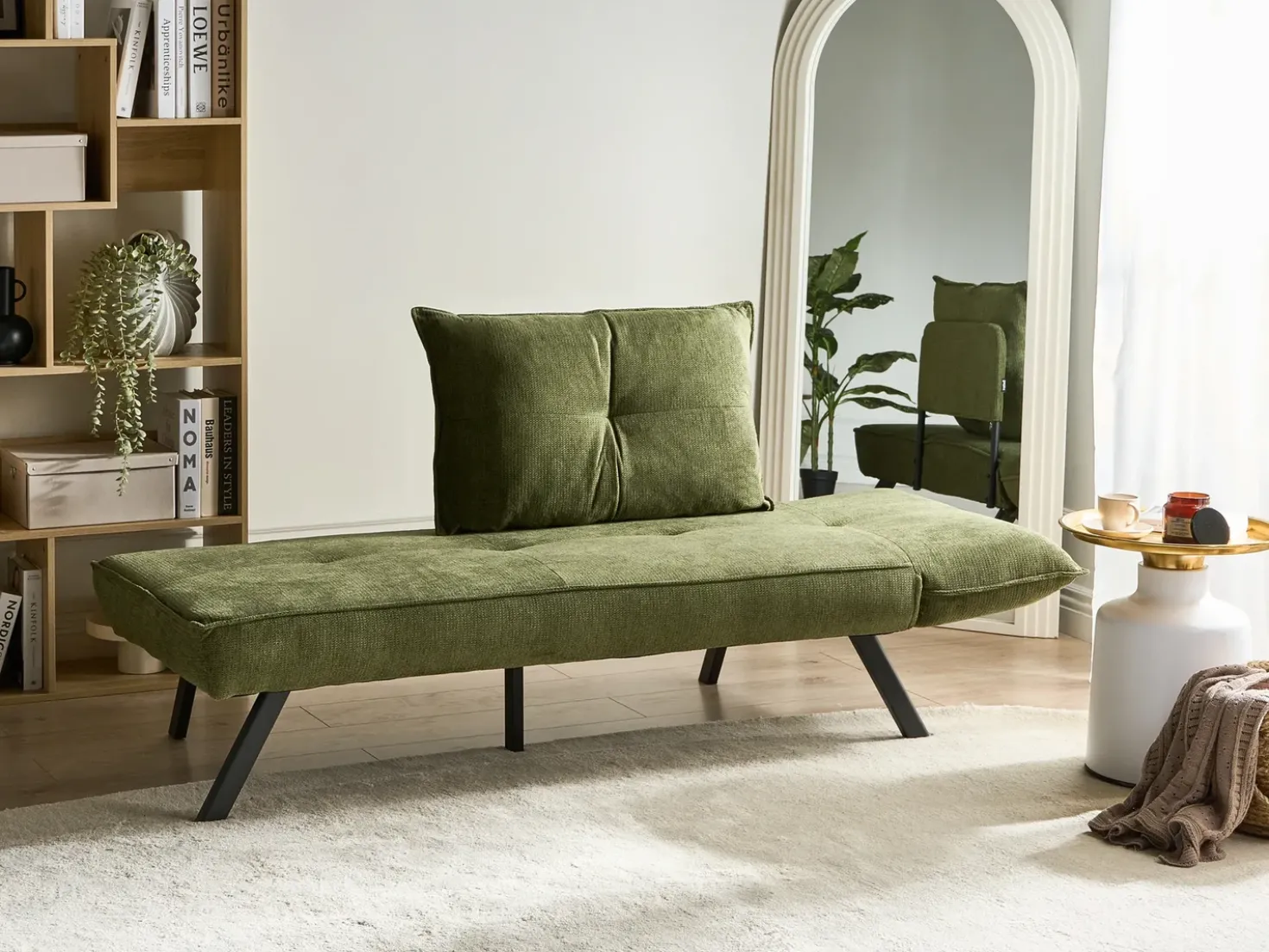 Chaise longue versione destra ROCAMADOUR Tessuto Verde