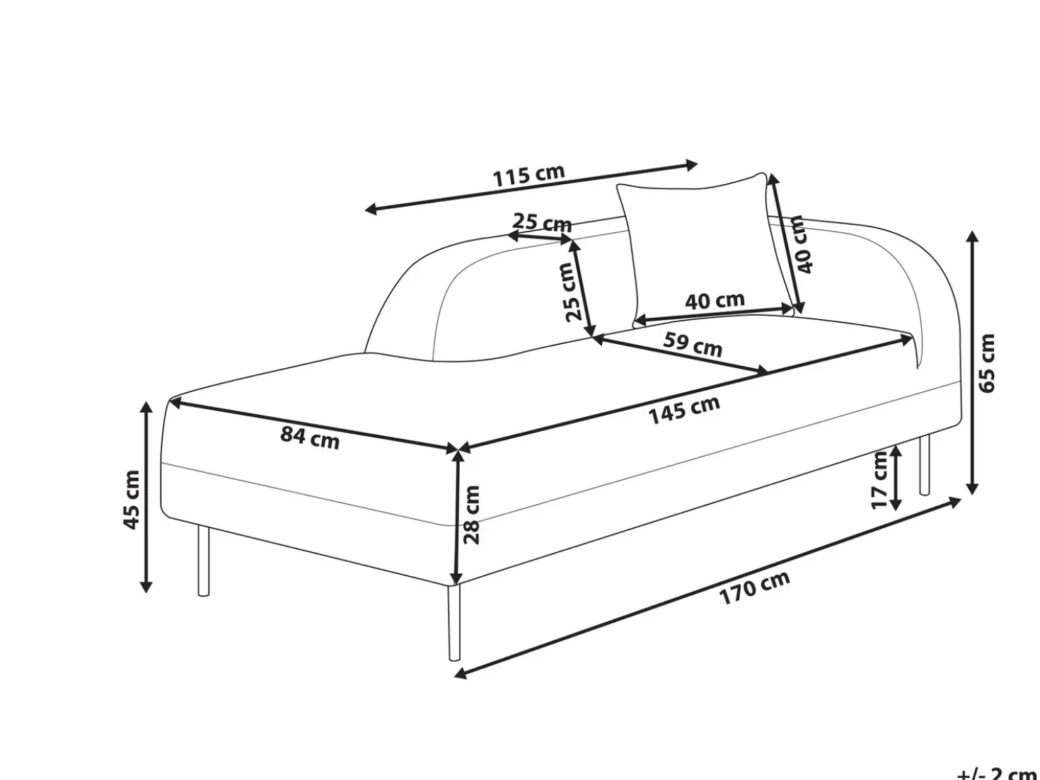 Chaise longue versione destra LE CRAU Velluto Arancione