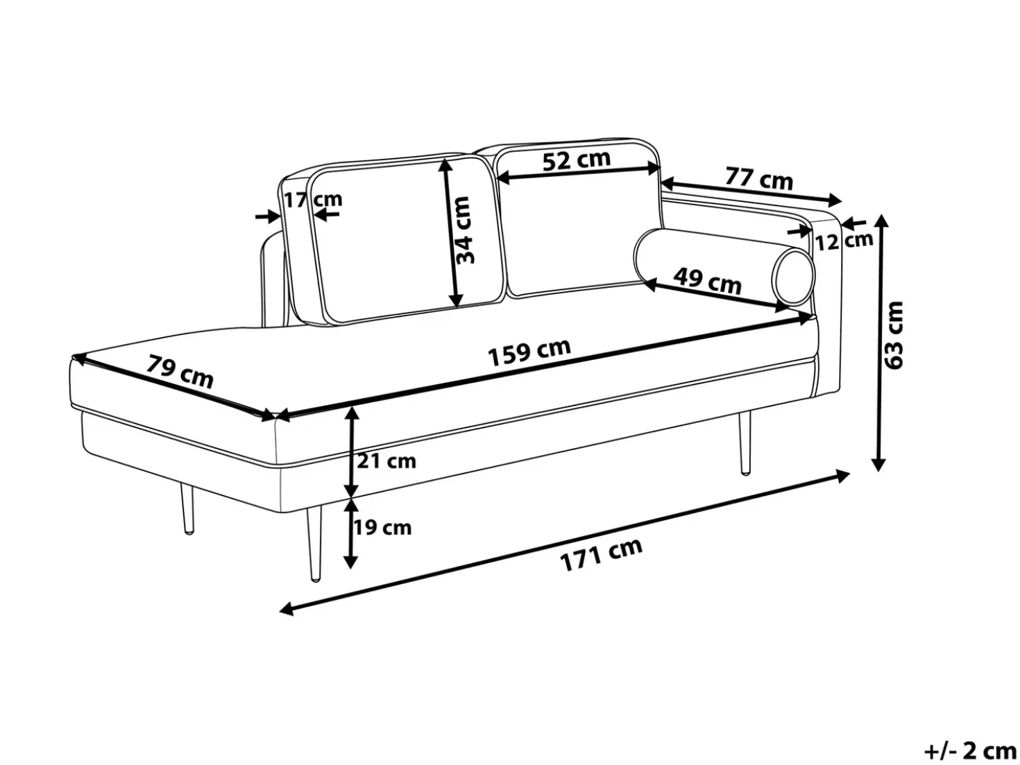 Chaise longue versione destra MIRAMAS Velluto Verde smeraldo