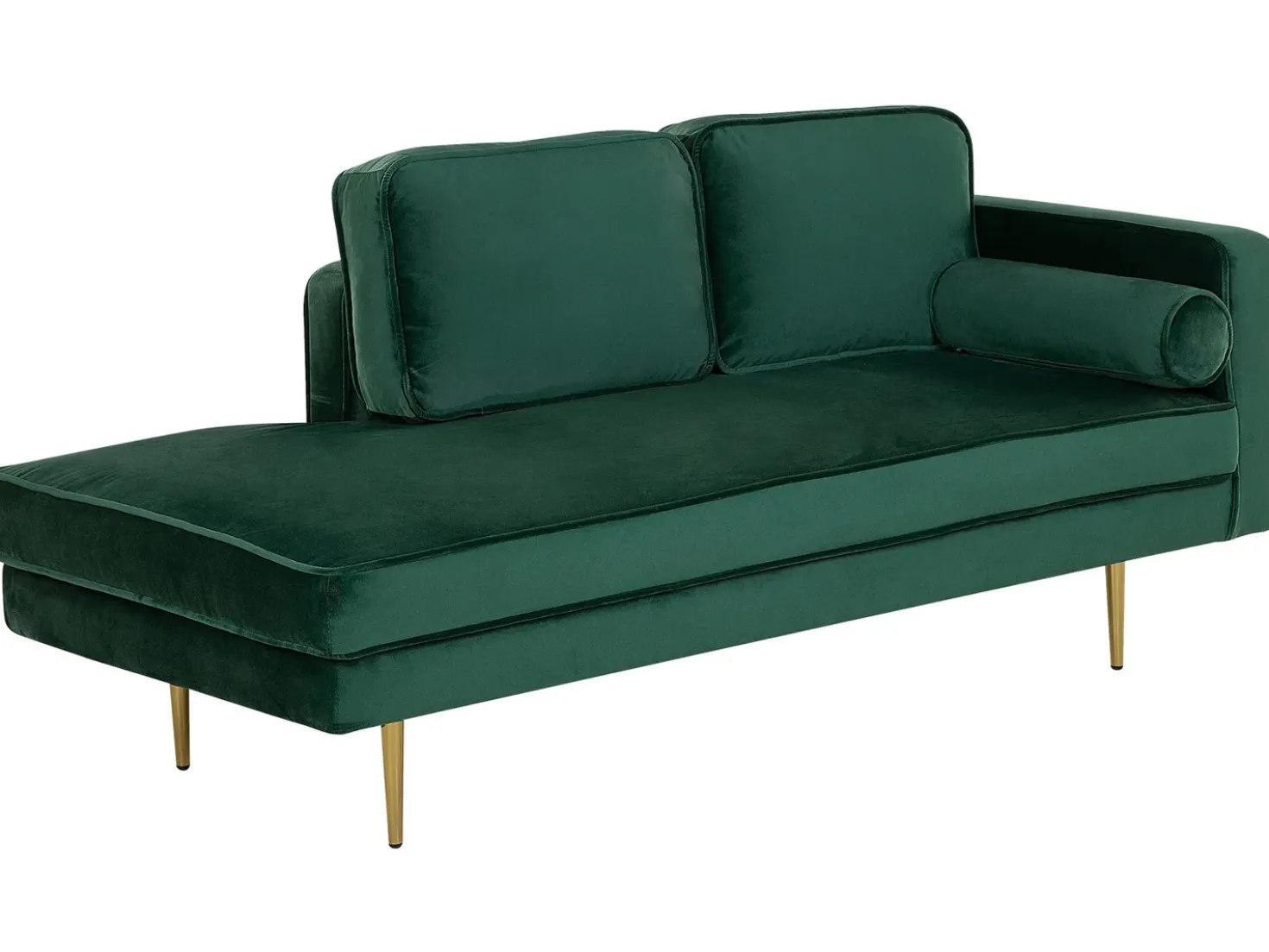 Chaise longue versione destra MIRAMAS Velluto Verde smeraldo