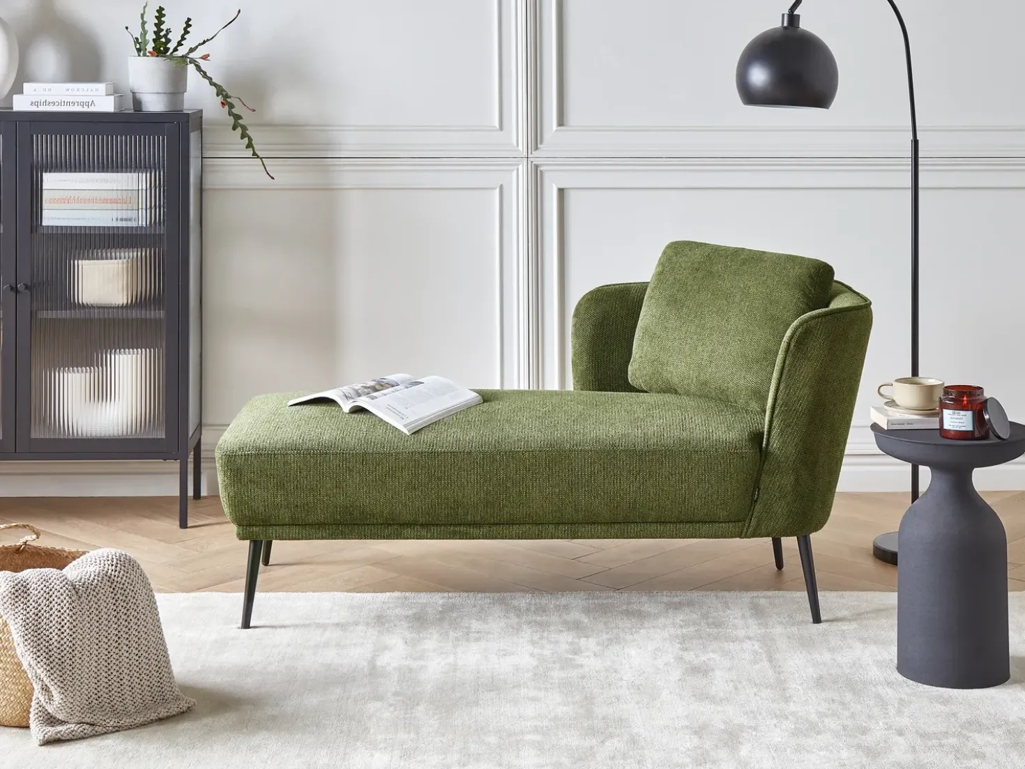 Chaise longue versione destra ARTHEZE Tessuto Verde scuro